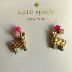 KATE SPADE Penny Piñata Stud Earrings | NWT | Gold Enamel Llama 14k Gold-plated